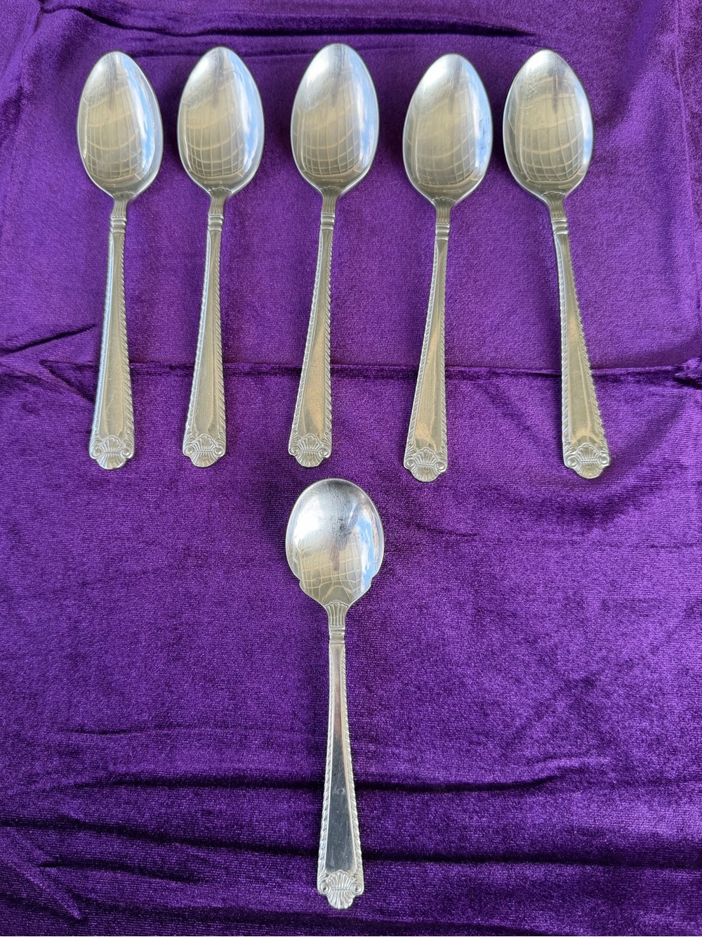 Wallace French Shell 6-Piece Spoon Set Table Sugar Spoons Rope Stainless Japan